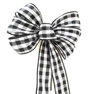 Black Buffalo Plaid Wreath Bow
